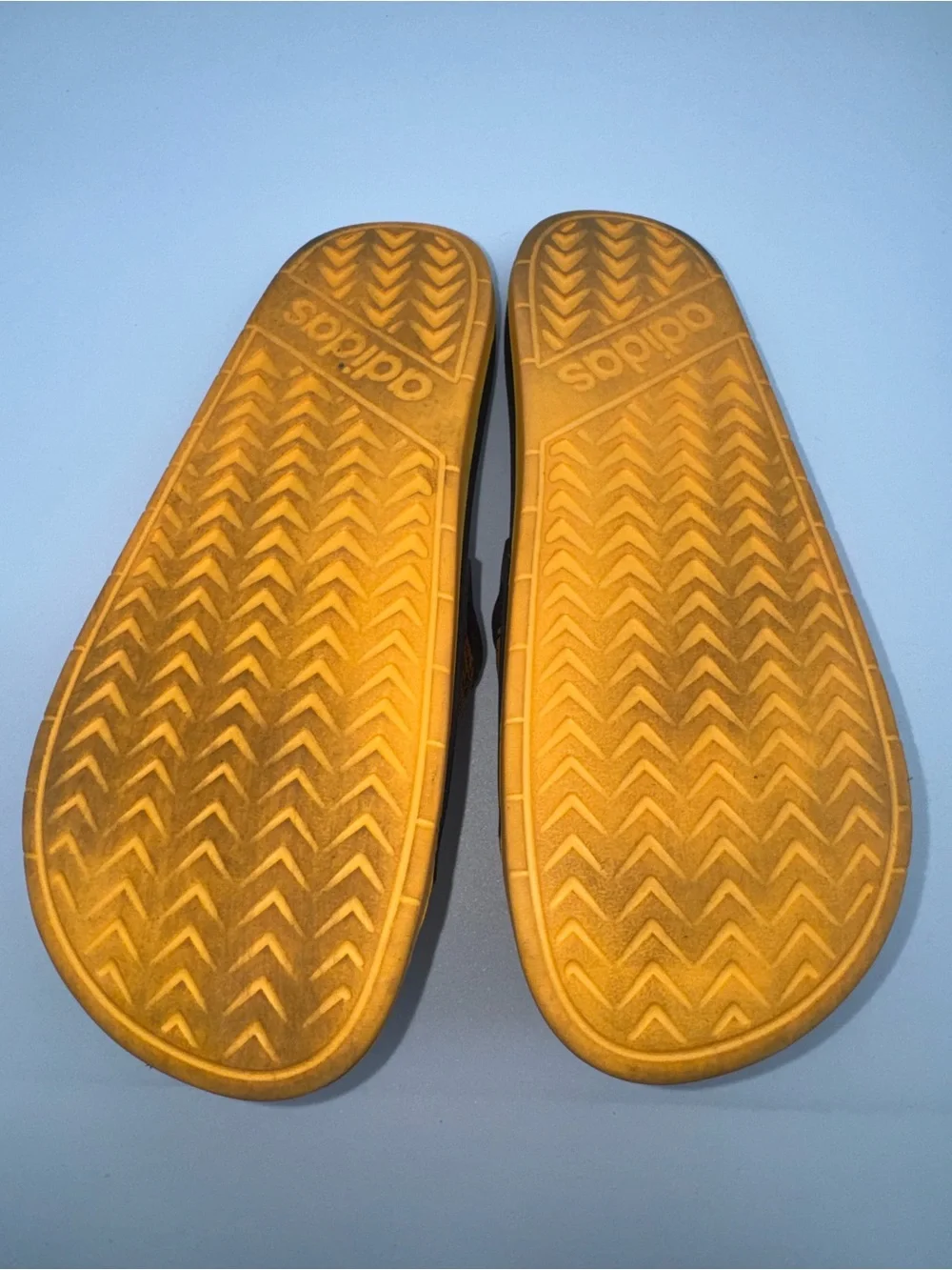adidas Kids Orange and Black Slide Sandals with Neon Yellow Accents